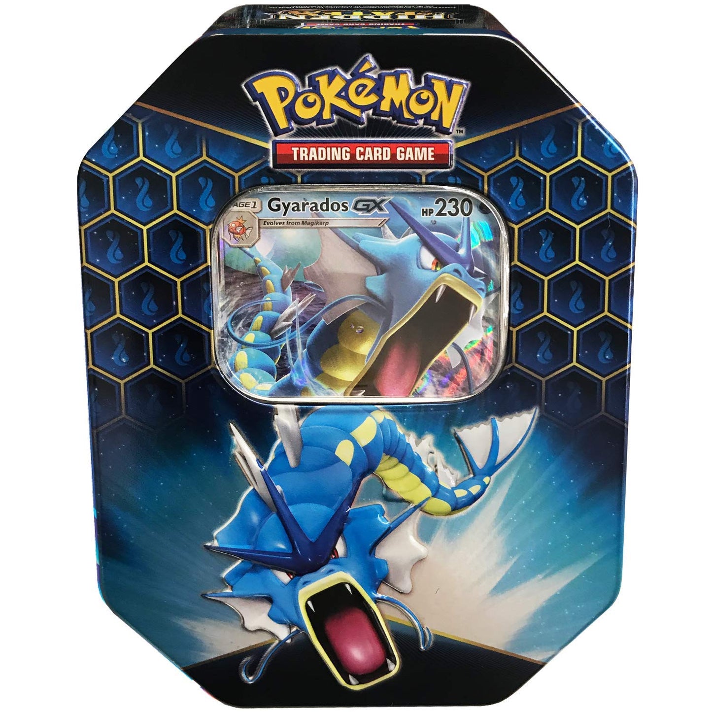 Pokemon Sm11.5 Hidden Fates Gx Tin- Gyardos + 1 Of 3 Foil Pokémon-Gx Cards + 4 Booster Pack, Multicolor