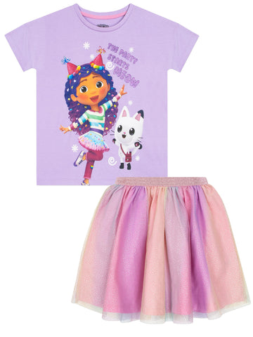 Dreamworks Gabby'S Dollhouse Girls Shirt And Tutu Skirt | Party Outfit | Girls Shirt And Glitter Skirt | Purple 8
