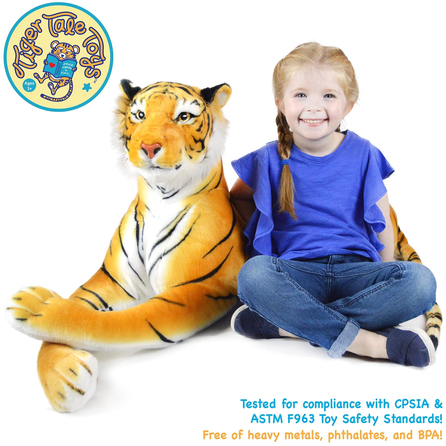 Viahart Rohit The Orange Bengal Tiger - 46 Inch (Tail Measurement Not Included) Big Stuffed Animal Plush Cat - By Tigerhart Toys