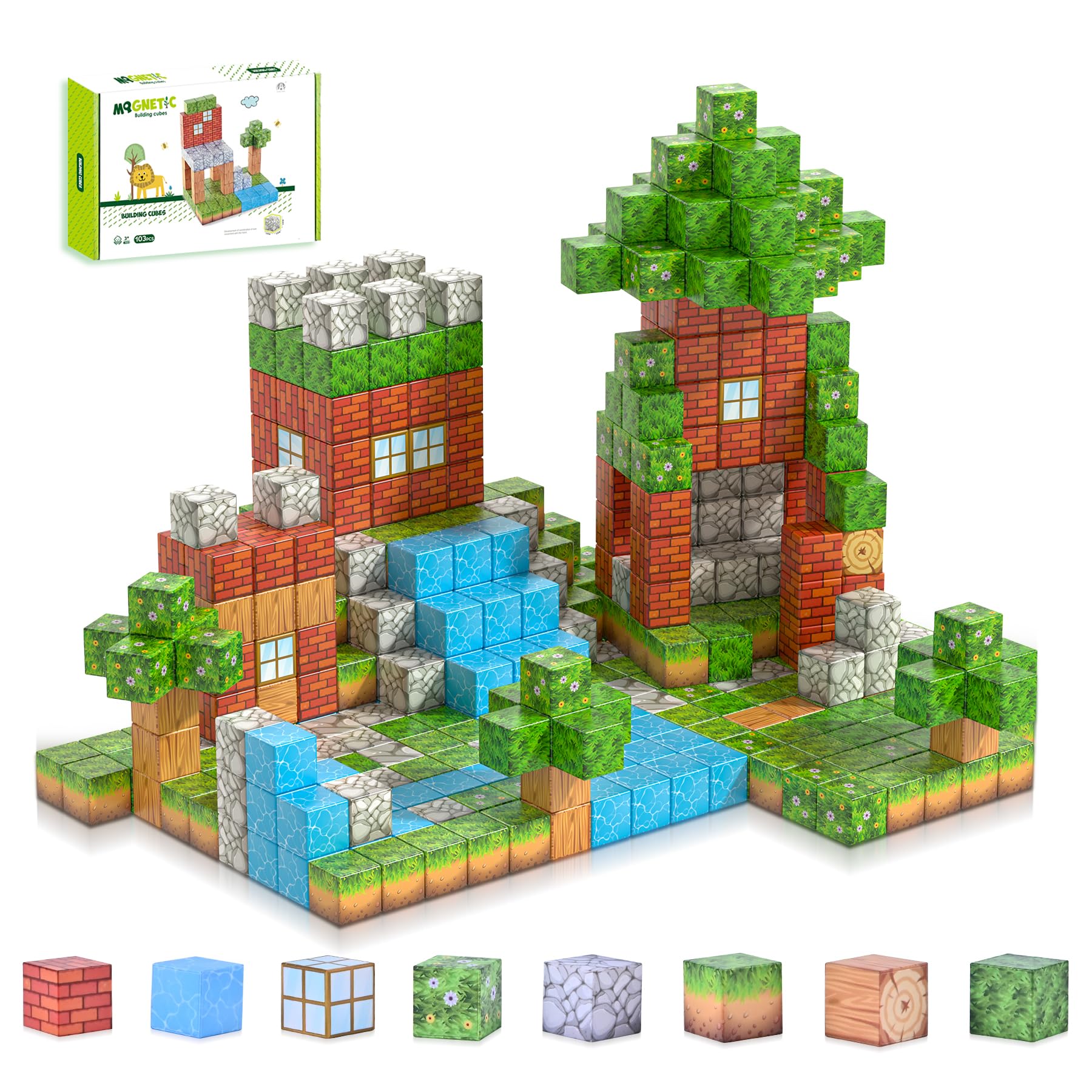 HOTERA Magnetic Blocks 103PCS  1 Inch Magnetic Building Blocks Set  Magnet Cubes Stacking Toy for Kids  STEM Montessori Sensory Toys  Christmas Birthday Gifts for Boys Girls Age 3 4 5 6 7 8 Years Old