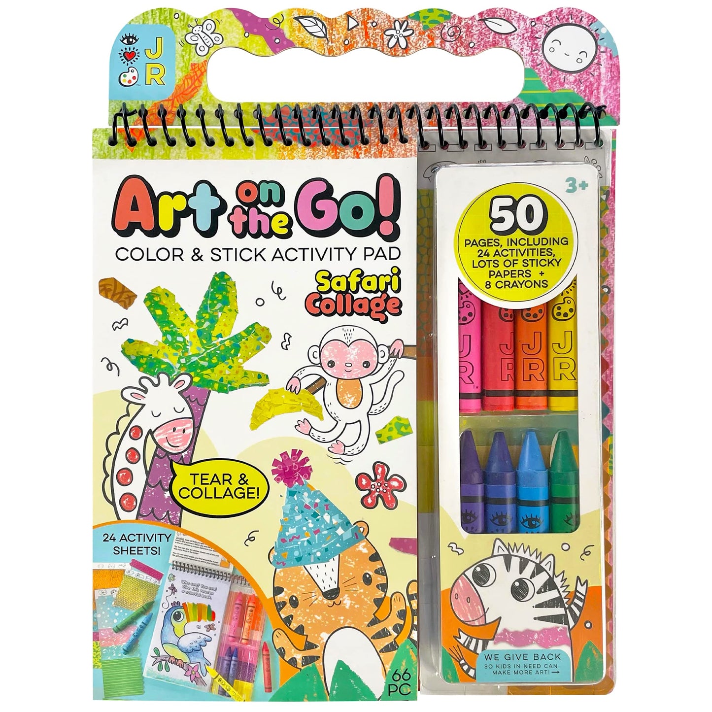 Bright Stripes Travel Coloring Kit for Kids: Art On the Go Coloring Books and Crayons, Sticker Activity Book - Mess-Free Collage