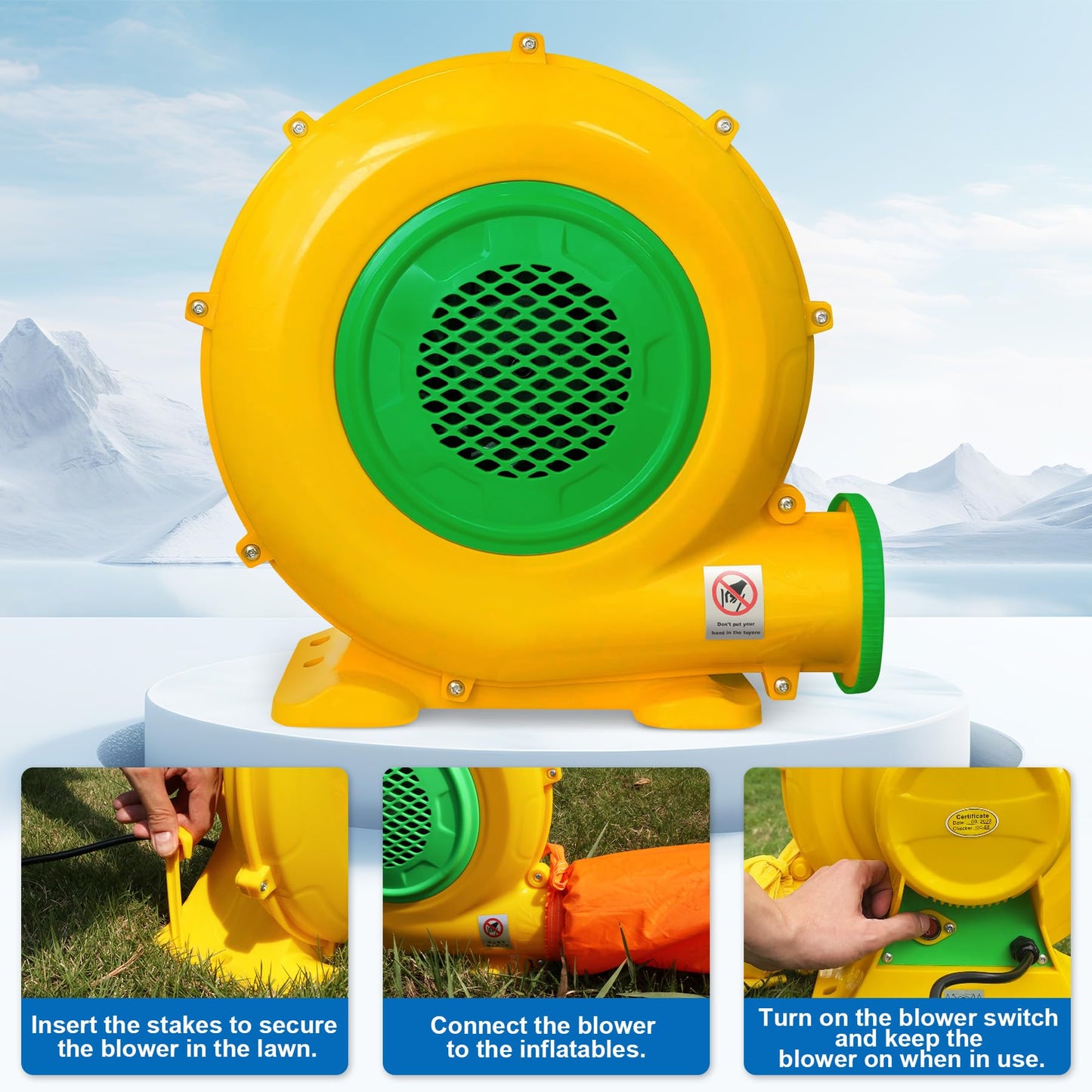 Puligoth Bounce House Blower: 480W Air Blower for Inflatables with Double Sided Fan cutting edge  Portable and Powerful for Bouncy Castle  Water Slide  Jump Slides  Inflatable Arch