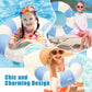 Whaline 4Pcs White Blue Inflatable Swimming Float Toys Classic Striped Swim Rings Fun Prints Pool Loungers Tube For Kids Boys Gi