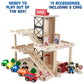 Imagination Generation Wooden Parking Garage Playset with Elevator & Accessories, 19 pcs, TSTR-002, Ideal for Mini Toy Cars
