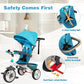 Costzon Tricycle For Toddlers, 4 In 1 Trike W/Parent Handle, Adjustable Canopy, Storage, Safety Harness & Wheel Brakes, Baby Pus
