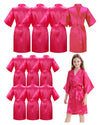 Ivrriss 10Pcs Kid Girls Spa Costume Party Robes Set Silky Plain Kimono Robes For Wedding Birthday(Rosa,4)