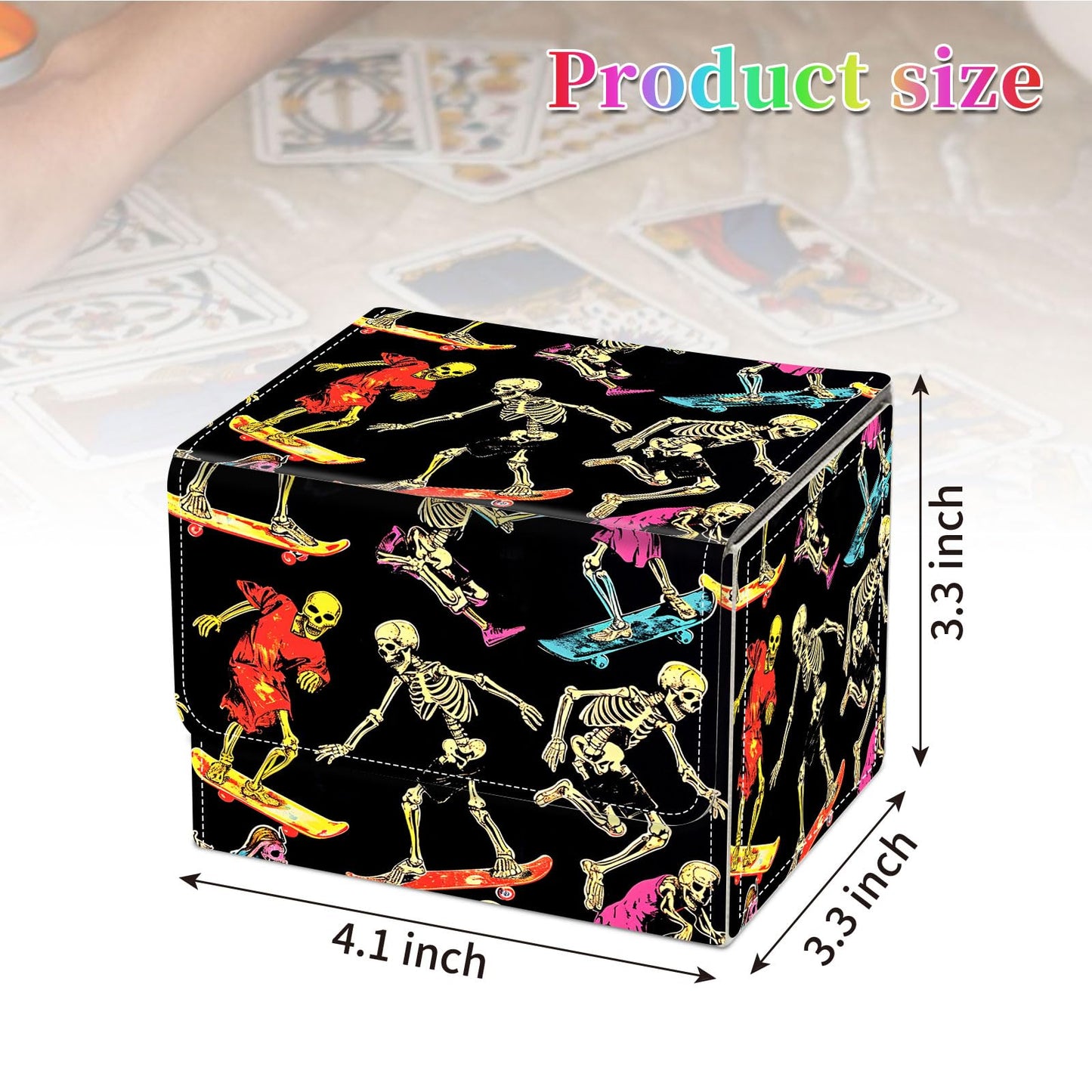 Qindaiwen Card Deck Box for MTG, Fits 100+ Single Sleeved Cards, PU Leather Trading Card Storage Box for TCG, CCG, MTG Cards, St