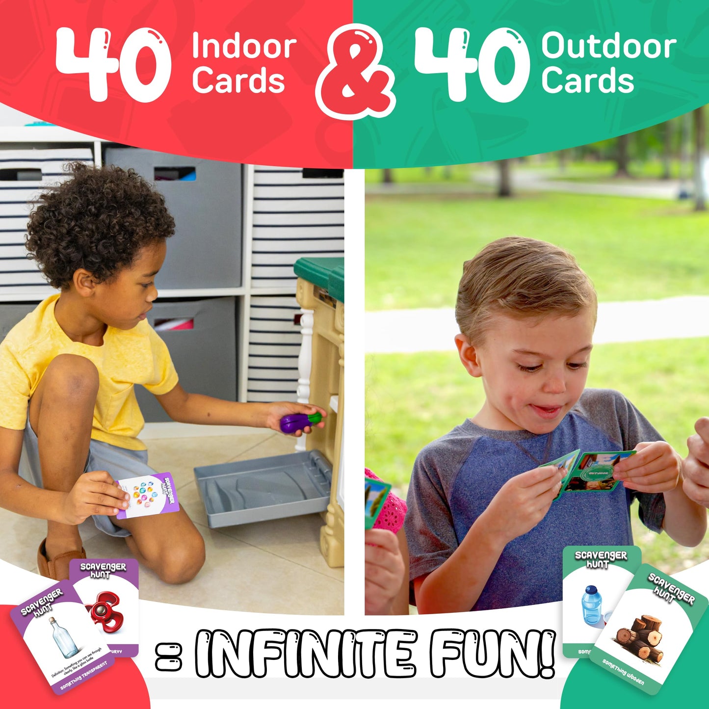 Gotrovo Active Kids Scavenger Hunt Game – Indoor And Outdoor Game For Kids 4-8, With 80 Search Cards And 7 Challenge Cards For Fun Educational Play
