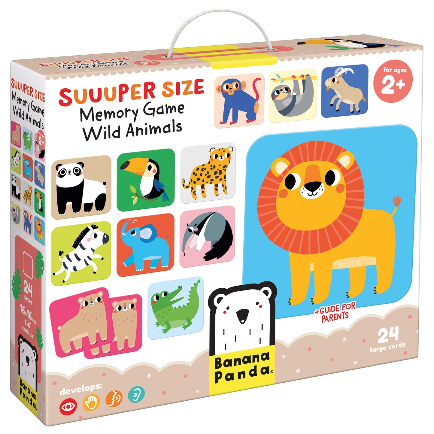 Banana Panda Suuuper Size Memory Game - Wild Animals - Classic Toddler Game Includes 24 Extra-Large Cards - Play Matching Games,