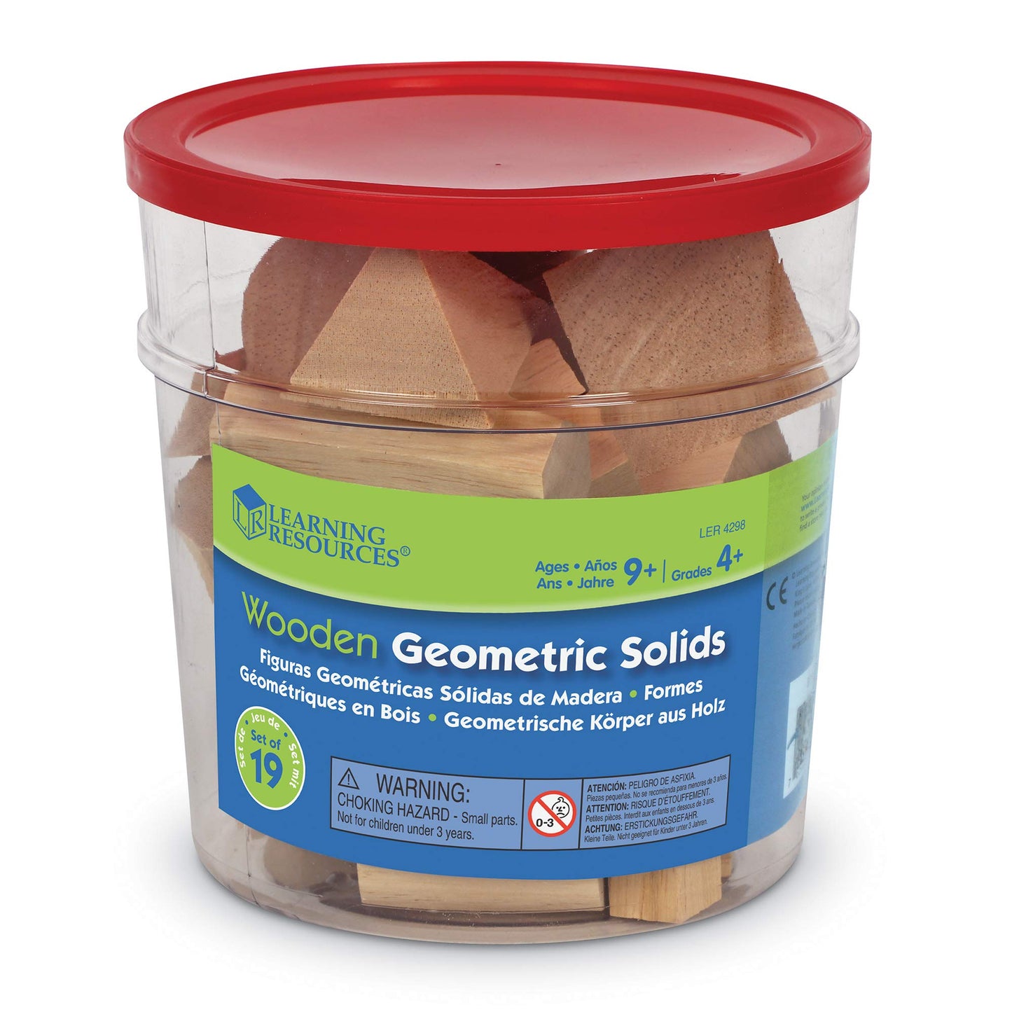 Learning Resources Ler4298 Wood Geometric Solids, Set Of 19