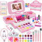 Kids Makeup Kit for Girl with 3-Color LED Lighted Makeup Mirror, DAUXONE  60 Pcs Makeup Set for Girls,Real & Washable Kids Makeu