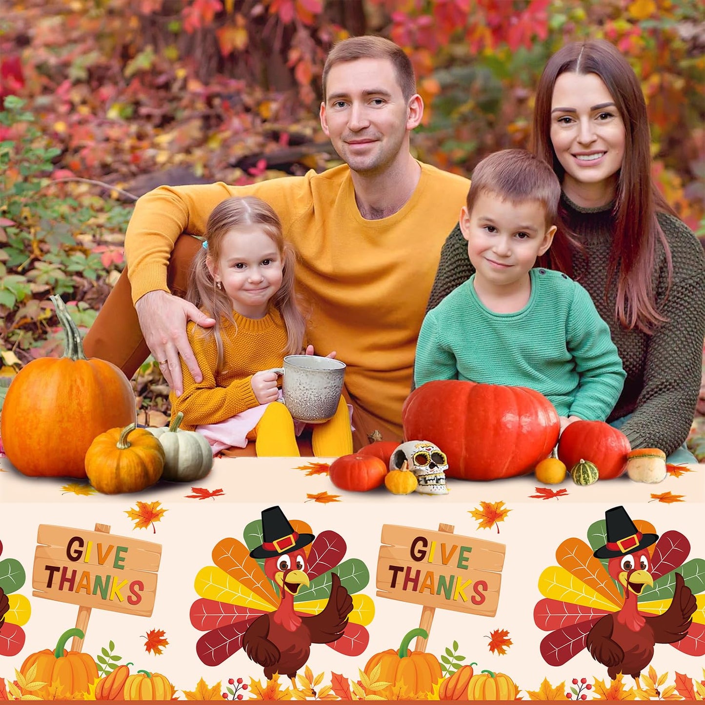 Thanksgiving Tablecloth 3 Pcs Fall Table cloths Rectangle Maple Leaf Pumpkin Turkey Table cloth Autumn Tablecover for Thanksgivi