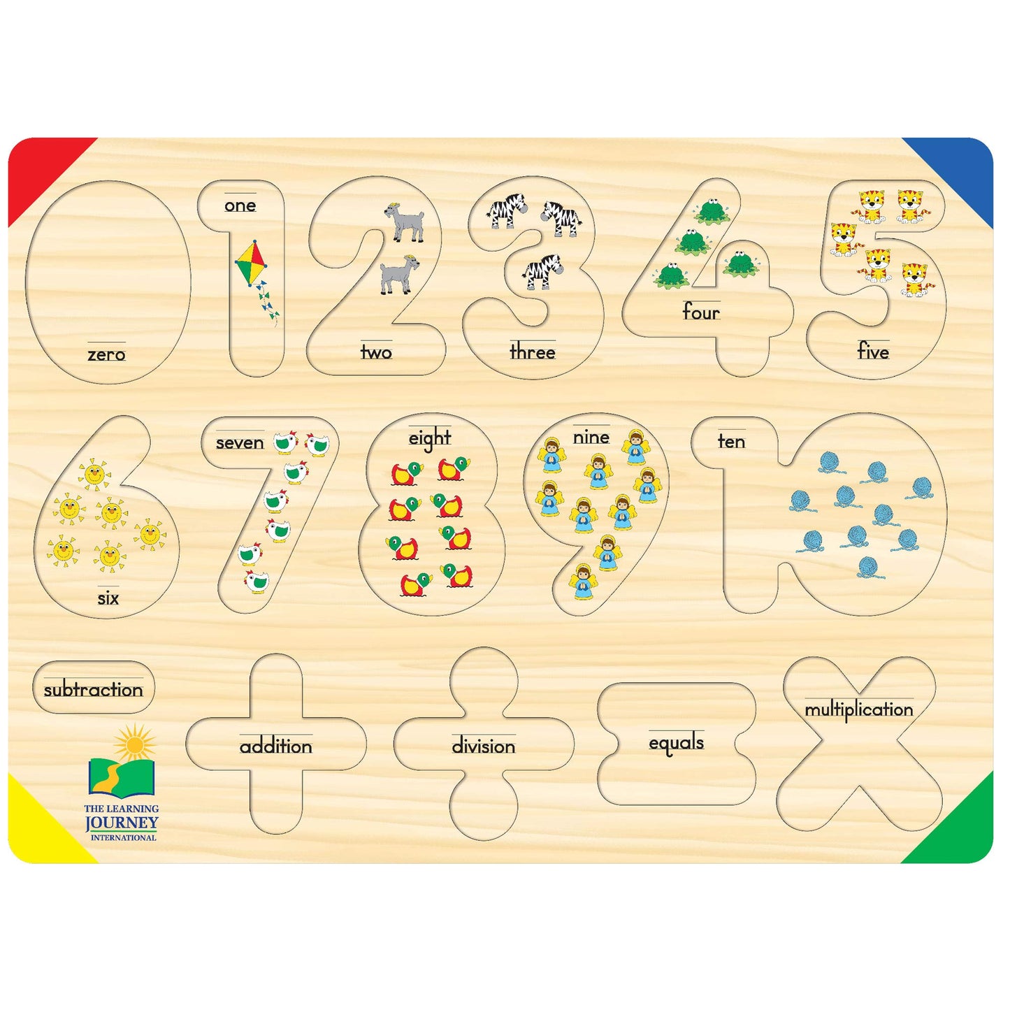 The Learning Journey Lift & Learn 123 Number Puzzle - Natural Wood, Model 285275, Educational Toy for Counting and Numbers