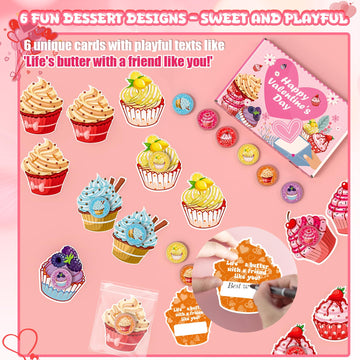Valentines Day Gifts For Kids Classroom School, 24 Pack Cupcake Themed Slime Valentines Day Cards For Girls Boys, Party Favors,