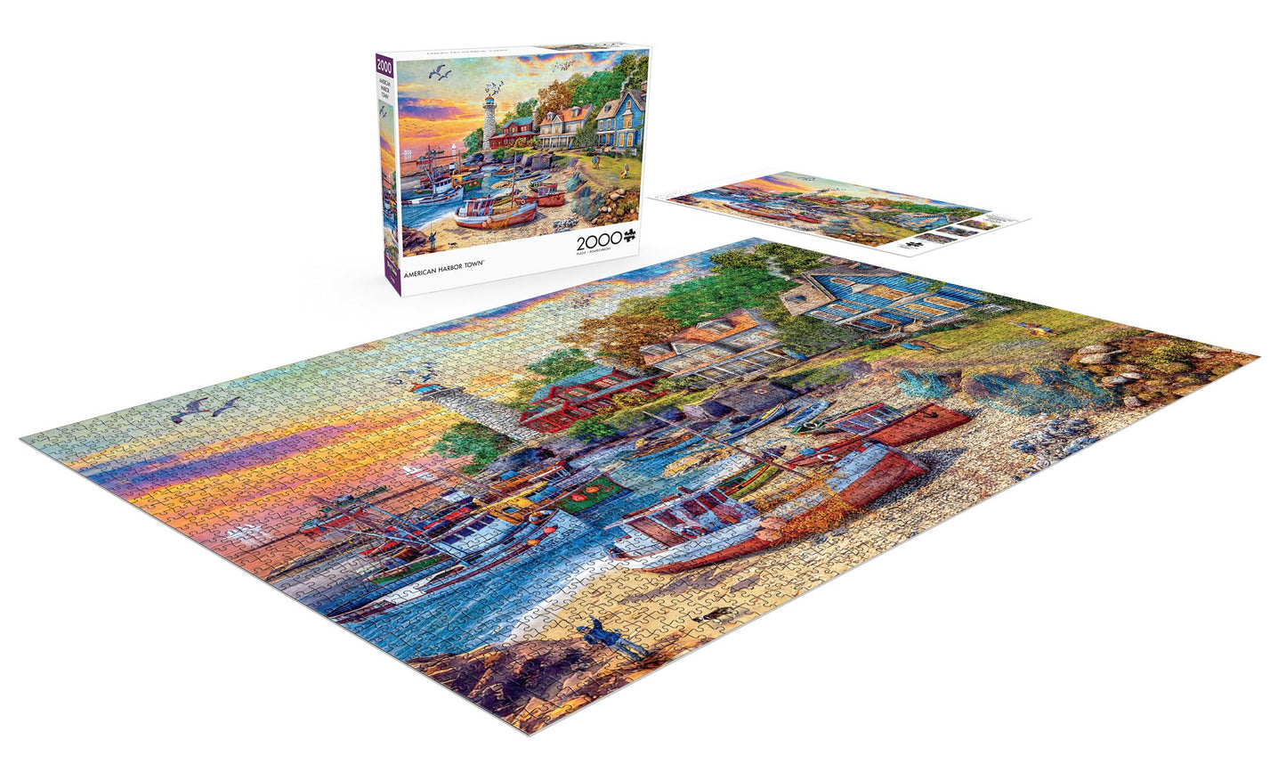 Buffalo Games 2000 Piece Jigsaw Puzzle - American Harbor Town, Large, Multicolor, Model 2136, Perfect for Game Nights
