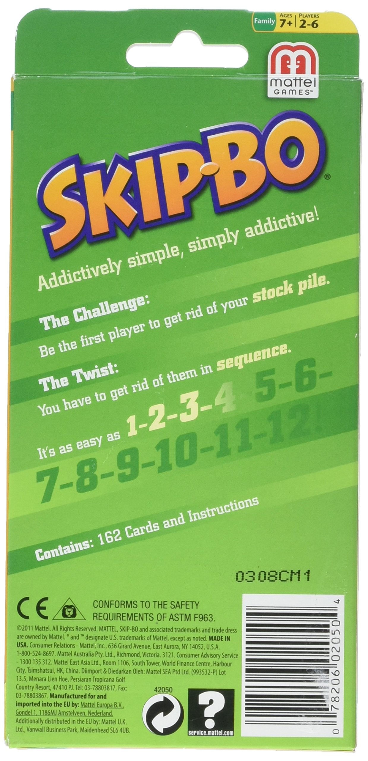 Mattel Games 42050 Skip Bo Card Game