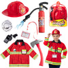 Born Toys 8 PC enhanced Washable Kids Fireman Costume Toy for Kids Boys Girls Toddlers  and Children with Complete Firefighter Accessories