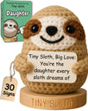 Gifts for Daughter - Tiny Crochet Sloth Doll with 30 Encouraging Messages - Emotional Support for Teenage Girl or mature-themed Step Bonus Daughter Stepdaughter - Christmas or Birthday Gift from Mom and Dad