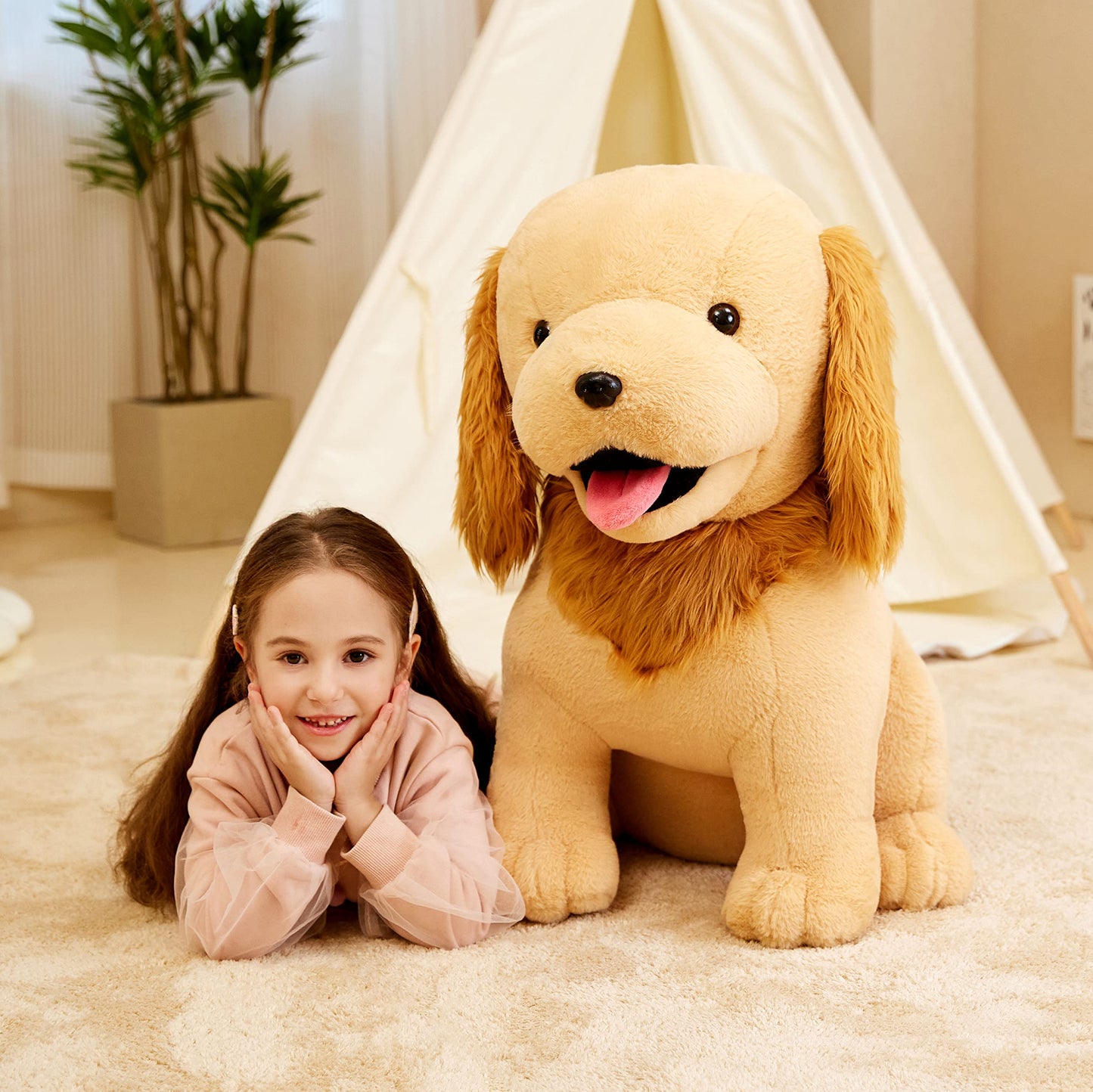 Ikasa Giant Golden Retriever Dog Stuffed Animal Plush Toy,23' Large Big Jumbo Puppy Soft Toys,Huge Size Cute Fluffy Plushy Fat Plushie,Gifts For Kid