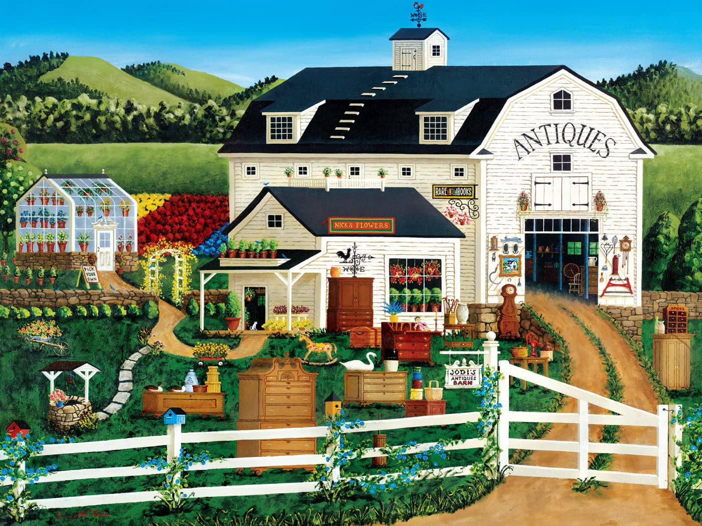MasterPieces 300 Piece EZ Grip Jigsaw Puzzle - Jodi’s Antique Barn, 18"x24", Team Color, Model 32230