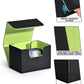 Zlca Card Deck Box For Trading Cards, Mtg Commander Deck Box Holds 120+ Single Sleeved Cards, Leather Magnetic Card Storage Box Fits For Tcg Ccg Magic Cards (Black& Green)
