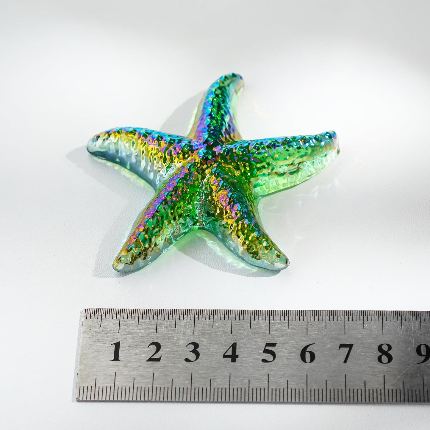 H&D HYALINE & DORA Glass Starfish Green Handmade Glass Sea Animal Figurine Mini Starfish Collectible Ornament for Beach Decor