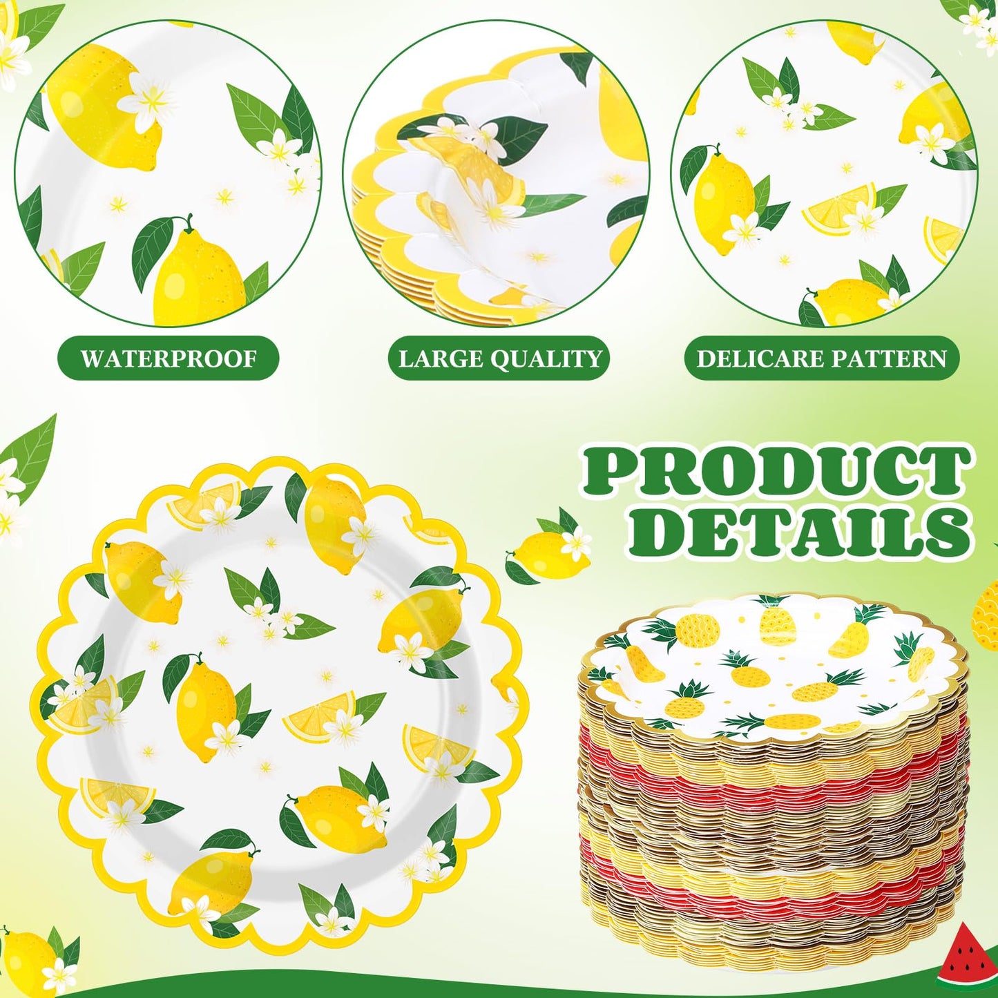 Funnymoom 60 Pcs 7 Inch Fruit Paper Plates Tutti Fruit Birthday Party Supplies Summer Disposable Dinner Dessert Plates for Weddi