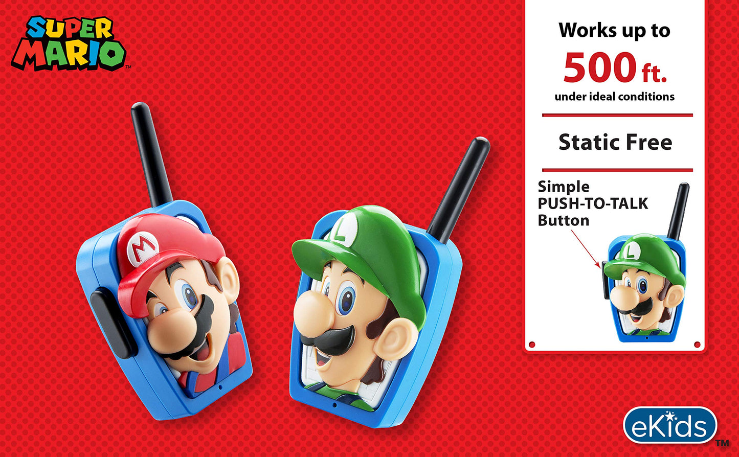 Super Mario Bros Walkie Talkies Kids Toys, Long Range, Two Way Static Free Handheld Radios, Designed For Indoor Or Outdoor Games For Kids Aged 3 And Up