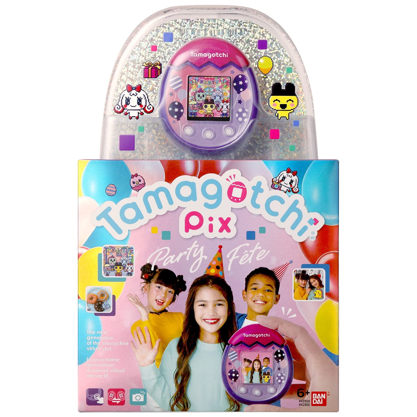 Tamagotchi Pix - Party Balloons (Purple) - Interactive Digital Toy for Kids, Fun & Collectible
