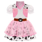 Nuehoryu Cowgirl Costume For Girls Led Cowgirl Dress For Girls Halloween Western Rodeo Dress Up (5-6 Years) Pink