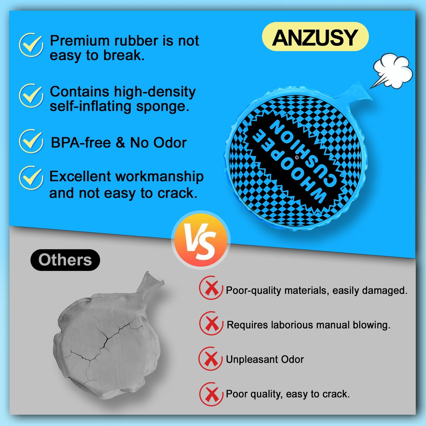 Whoopie Cushion  9  Woopie Cushion  Self Inflating Whoopee Cushion  Woopy Cushion Fart Bag for Boys and Girls  Goodie Bag Stuffers Fart Pillow Makes Gas Sounds  Novelty Prank Gag White Elephant Gifts