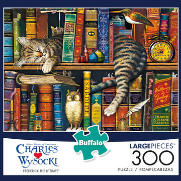 Buffalo Games Frederick the Literate 300 Large Piece Jigsaw Puzzle - Multicolor Paper Puzzle, Model 2646