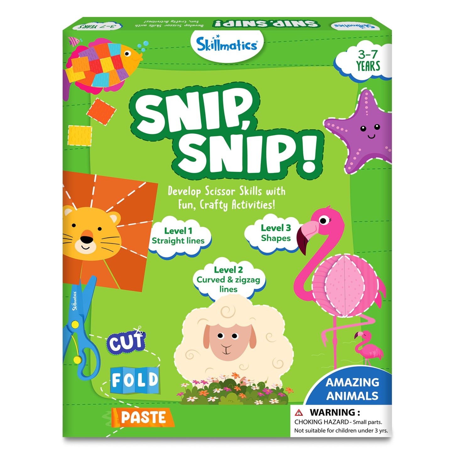 Skillmatics Art & Craft Kit - Snip, Snip Animals, Practice Scissor Skills with Activity Book, Fun & Creative, Gifts for Toddlers