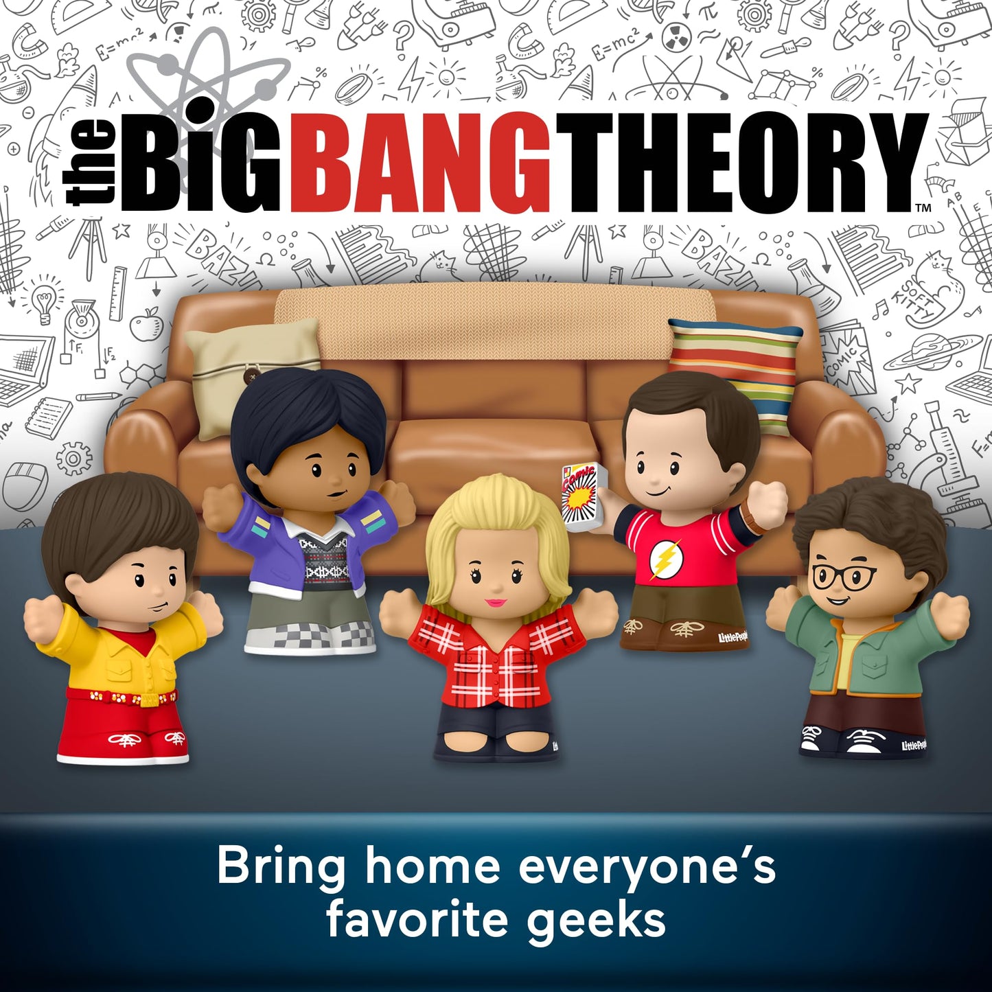 Little People Collector Big Bang Theory Set - 5 Multicolor Figures in Display Box, Model HYT47, Perfect for Adults & Fans