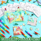 Fullhawl 12 Sets Dinosaur Puzzles for Dinosaur Theme Color Your Own Puzzles DIY Dino Jigsaw Crafts with 12 Stackable Crayons and 12 Bags for Tropical Jungle Gifts Birthday Party Supplies Favors