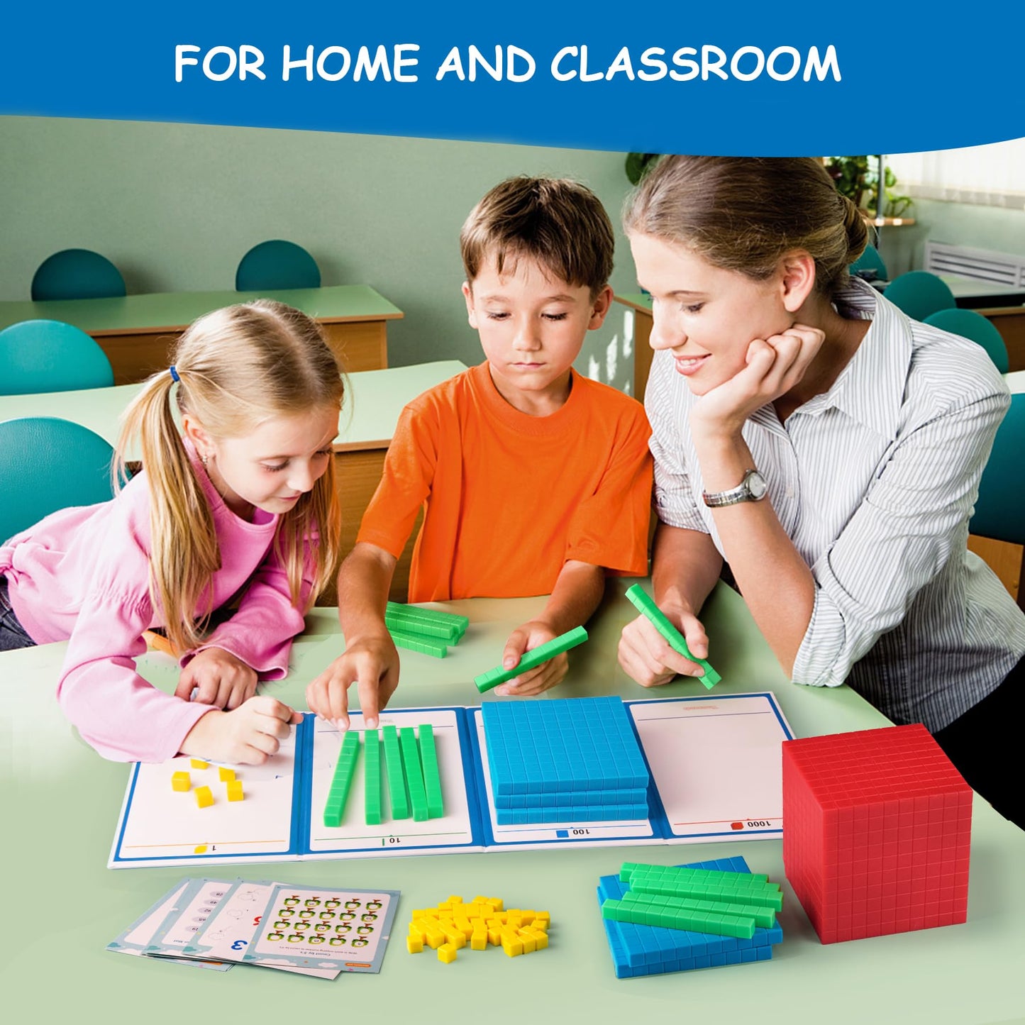 Stochastic Box Base Ten Blocks Plastic 143 Pcs Math Manipulatives Kindergarten Counting Cubes For Kids Math,Place Value Blocks F