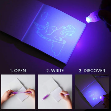 Bonnyco Invisible Ink Pen And Notebook Pack Of 16 Unicorn Party Favors For Kids | Spy Pen Unicorn Birthday Party Supplies, Prizes For Kids | Magic Pen Prizes For Students