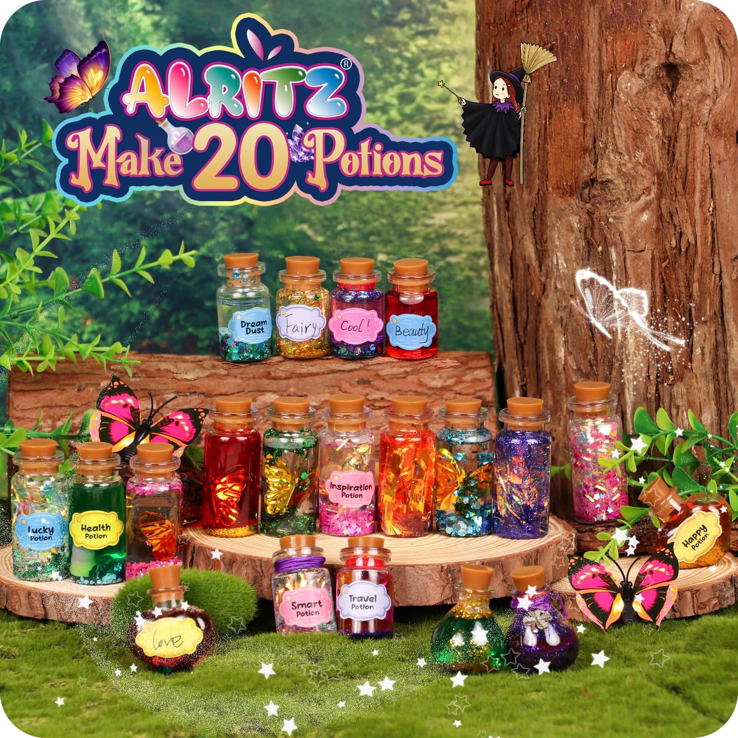 Alritz Fairy Polyjuice Potion Kits For Kids, 20 Bottles Magic Diy Mixies Potions, Father'S Day Decorations Creative Crafts Toys For Girls 6 7 8 9 10