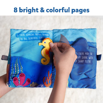 Skillmatics Peek-A-Boo Underwater Animal Book - Soft Cloth Book For Baby, Crinkle Pages For Sensory Play, Toddler Toys, Gifts For Ages 6 Months And Up