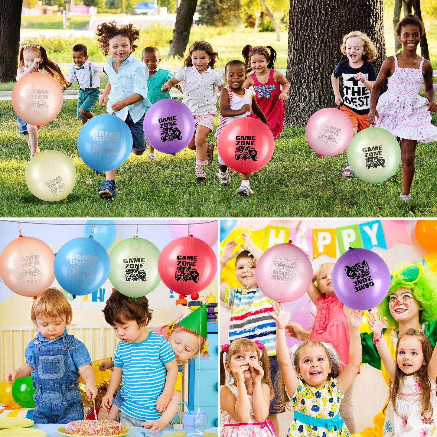 HyDren 243 Pcs Video Game Party Favors Includes Video Game Goodie Treat Boxes Punch Balloons Silicone Bracelets Keychains Badges