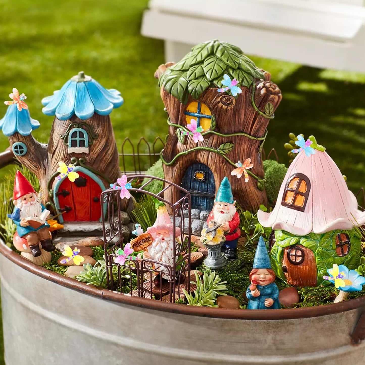 QUPIVA 90Pcs Mini Resin Dragonflies Figurine, Tiny Dragonfly Garden Decor for DIY Crafft Fairy Garden Dollhouse Micro Landscapin