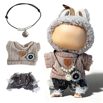 17cm Doll Clothes Set(NO Doll) - Cute Knit Sweater & Handcrafted Crochet Skirt  enhanced Fashion Dresses  Soft Stretch Fabric Costume Accessories Suit