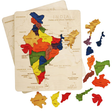 Wooden India Map Jigsaw Puzzle For Kids, 22 Pieces, Learning & Educational Toy Gift For Ages 3+