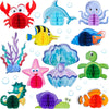 12 Pieces Under The Sea Party Decorations Ocean Sea Animal Honeycomb Centerpiece Ocean Themed Party Table Decoration Fish Sea Cr