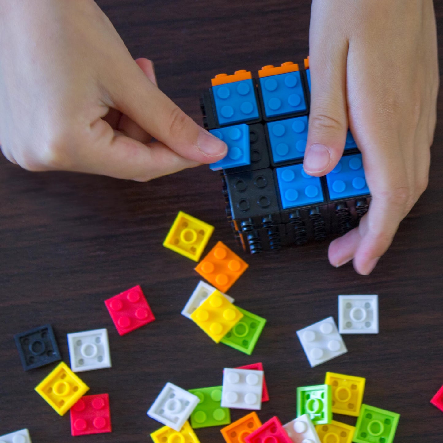 TOYAMBA Brick Cube Building Blocks Set - Mini Toy Included, Educational, Black Plastic, Compatible with Lego