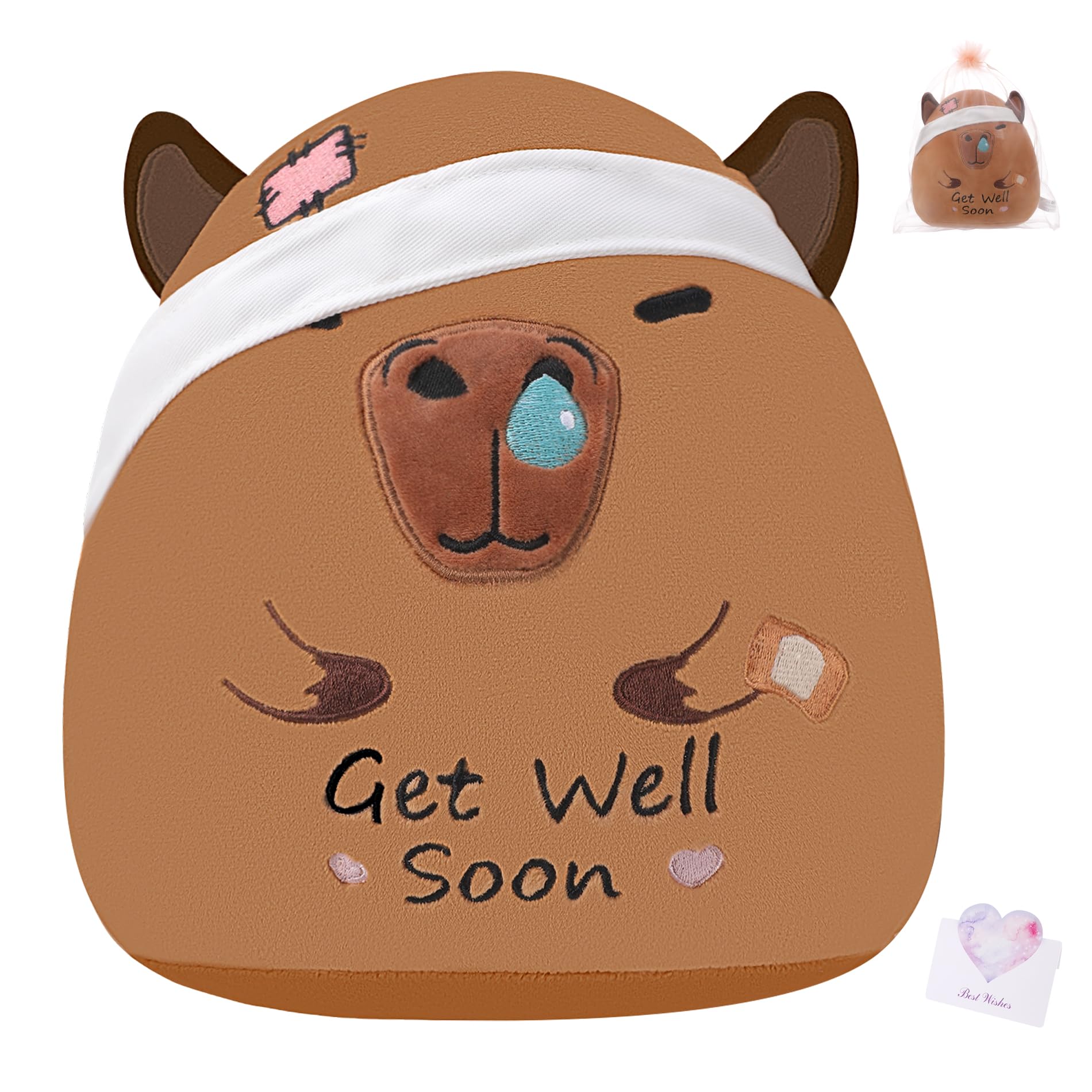 Leyoha Get Well Soon Capybara Plush - Adorable Capybara Stuffed Animal For Recovery, Soft Cuddly Get Well Gift For Kids, 9 Inch