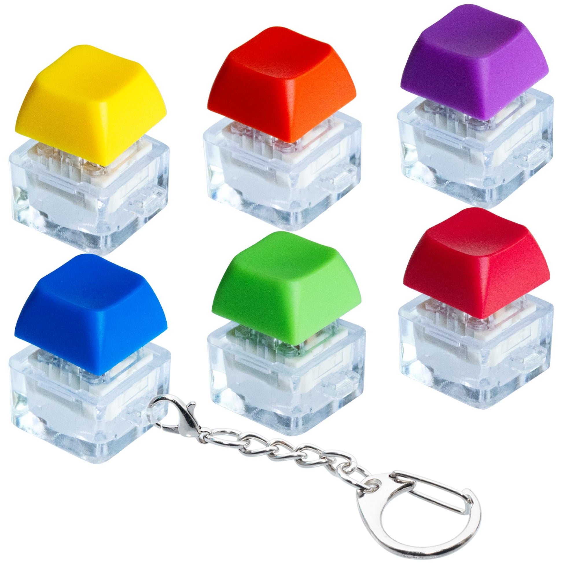 6 Pack Keyboard Fidget Toy Keyboard Fidget Keychain Keyboard Decompression Button Finger Clicker Toys  Button Stress Relief Fidget Gifts for mature-themed to Relief Stress (Mix Bright)