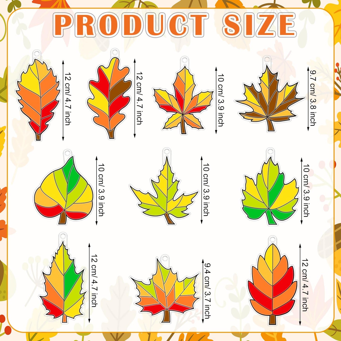 Beeveer Fall Leaf Suncatchers Art Kits - 30 Sets DIY Window Ornaments, 3.74 inches, Multicolor, Model GRE-Beeveer-4587