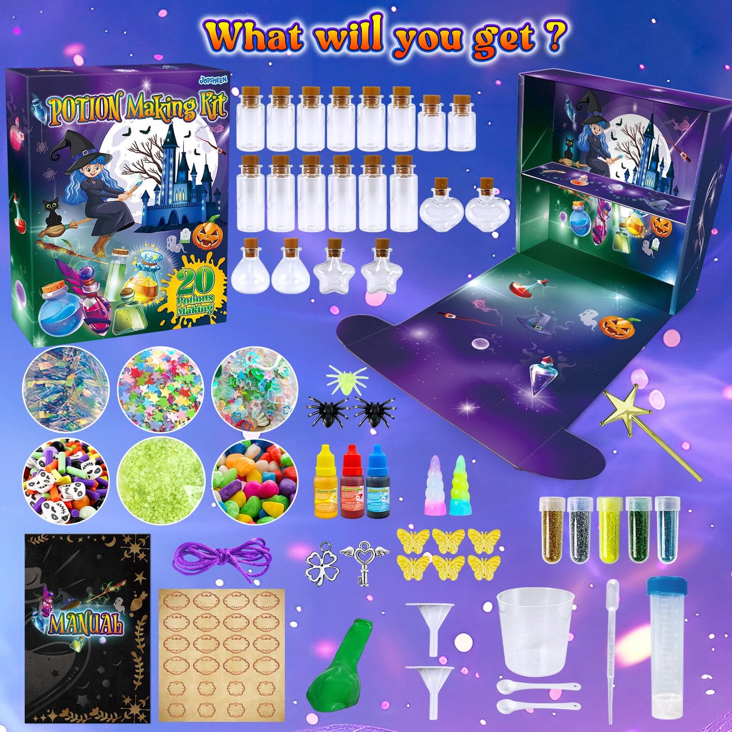 JOPSHEEN Potion Making Kit, 20 Bottles Potion DIY Craft Set for Kids, Christmas Birthday Toys Gifts for Boys Girls