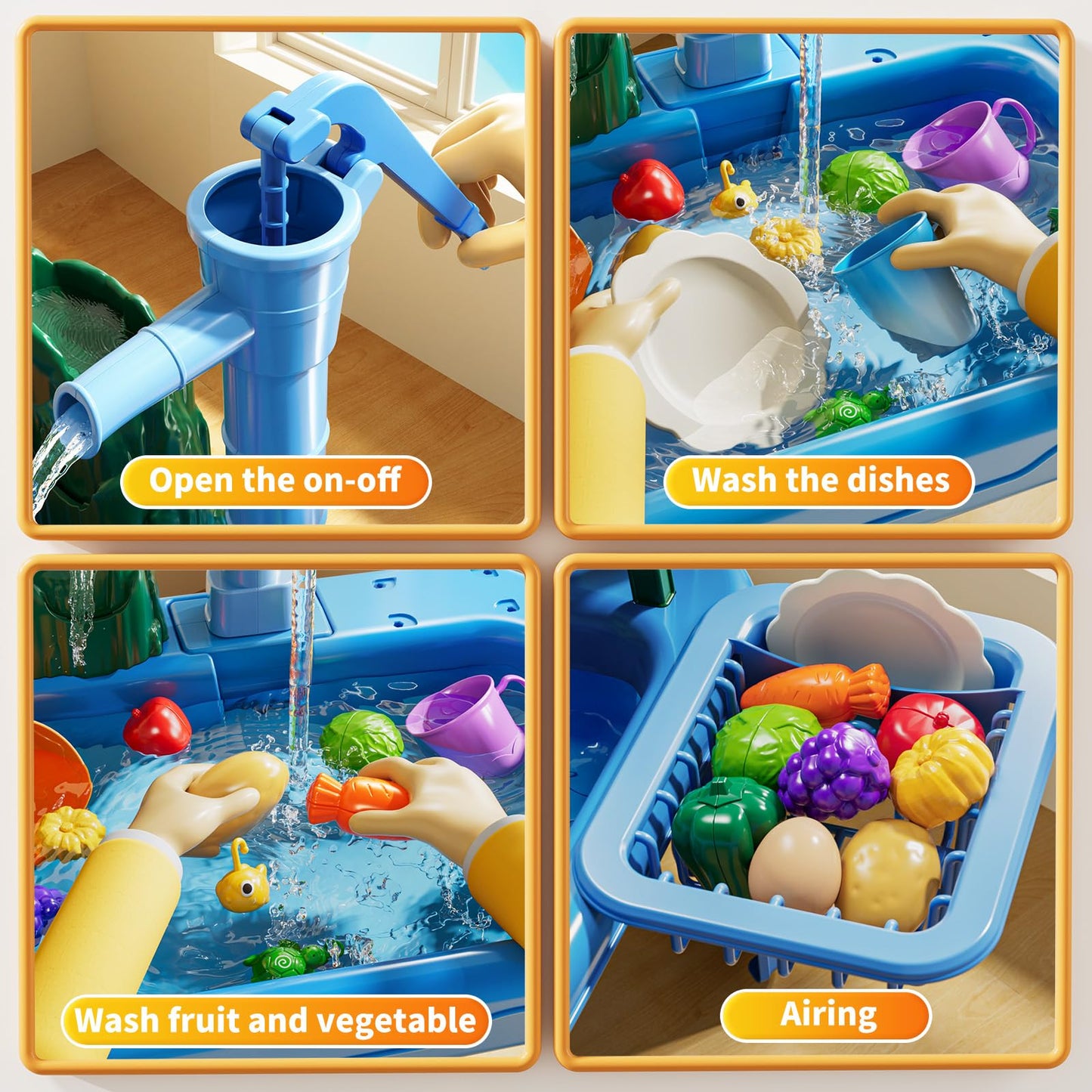KIZONLY Water Table for Toddlers - Outdoor Play Sink with Pump, Fishing Games - 19.6x12.2x15.7 inches, Plastic, Ages 2-8